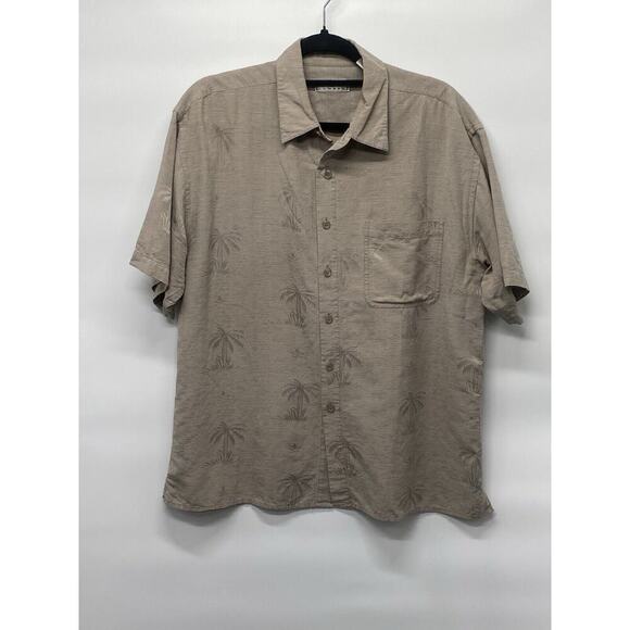 Cumran Men’s Silk Blend Palm Tree Print Short Sleeve Shirt - Picture 1 of 5